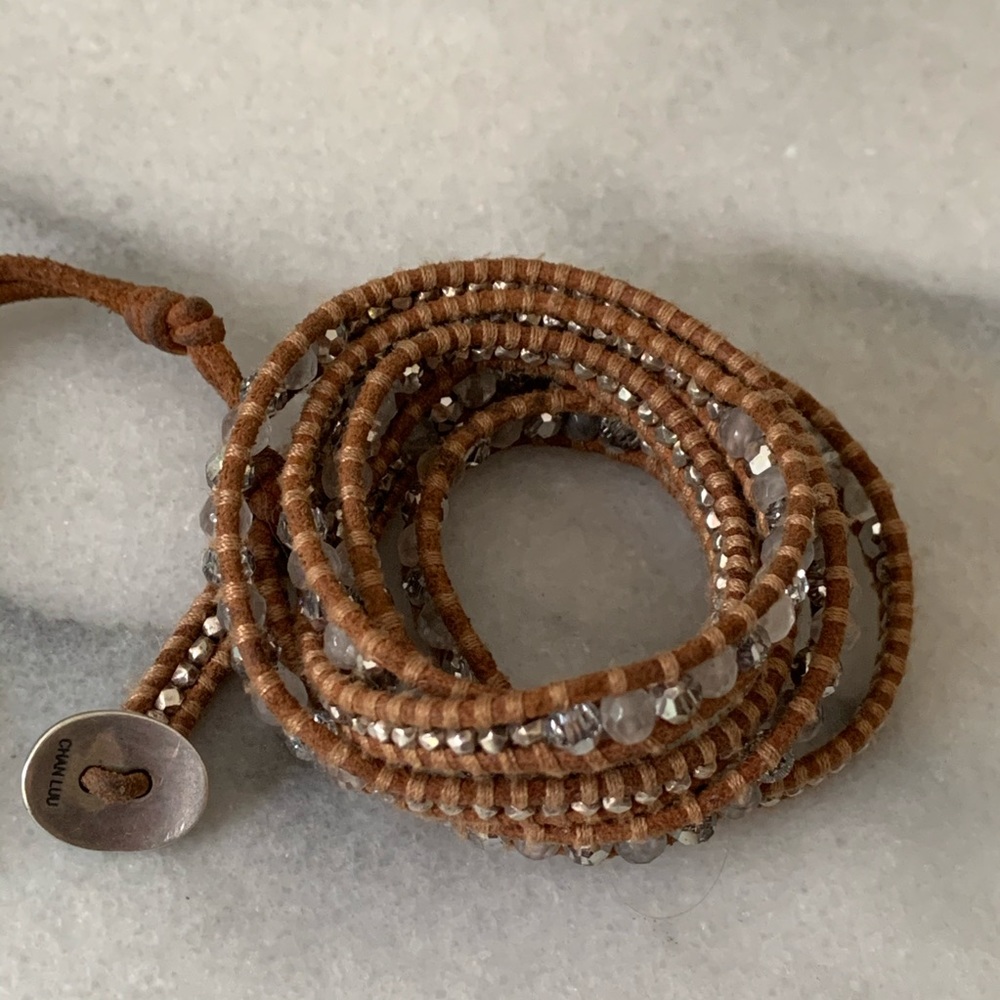 Chan Luu Leather & Gem Stone Wrap Bracelet
